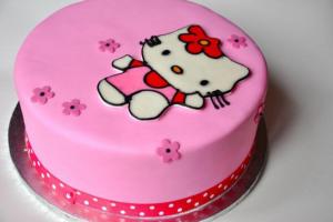 Бисквитный торт с мастикой Hallo Kitty